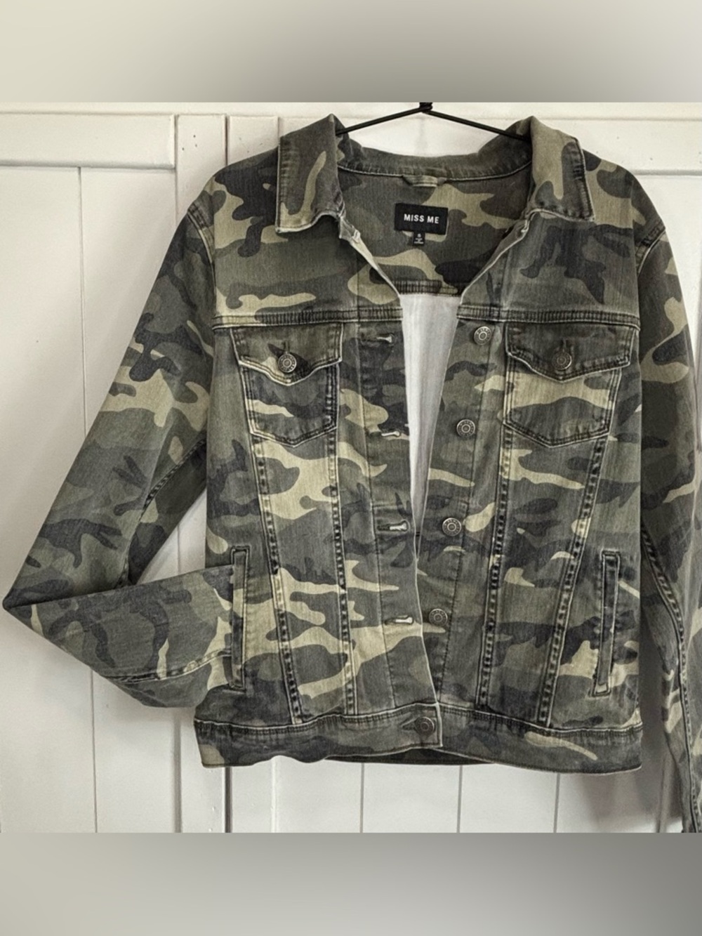 MISS ME CAMO JACKET • SIZE Small • STRETCH DENIM - Picture 4 of 13